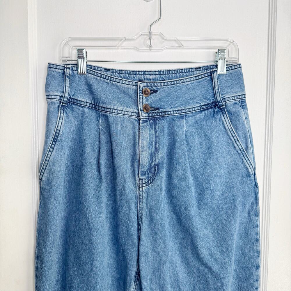 Boden High Waisted Pleated Front Tapered Mom Cropped Jeans 8 Retro Style Raw Hem - Picture 2 of 15
